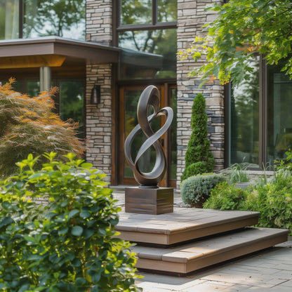 Infinity Loop Abstract Sculpture, Modern Outdoor Art, Large Garden Statue, Handcrafted Metal Infinity Form, Luxury Contemporary Decor
